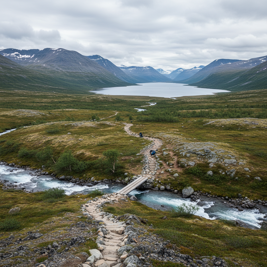 Landschaft während der Fernwanderung Kungsleden